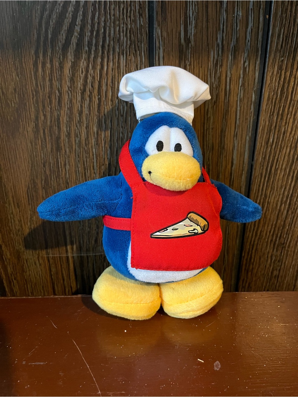 Disney Club Penguin Plush Pizza Chef Blue Stuffed Animal 8" stuffed animal